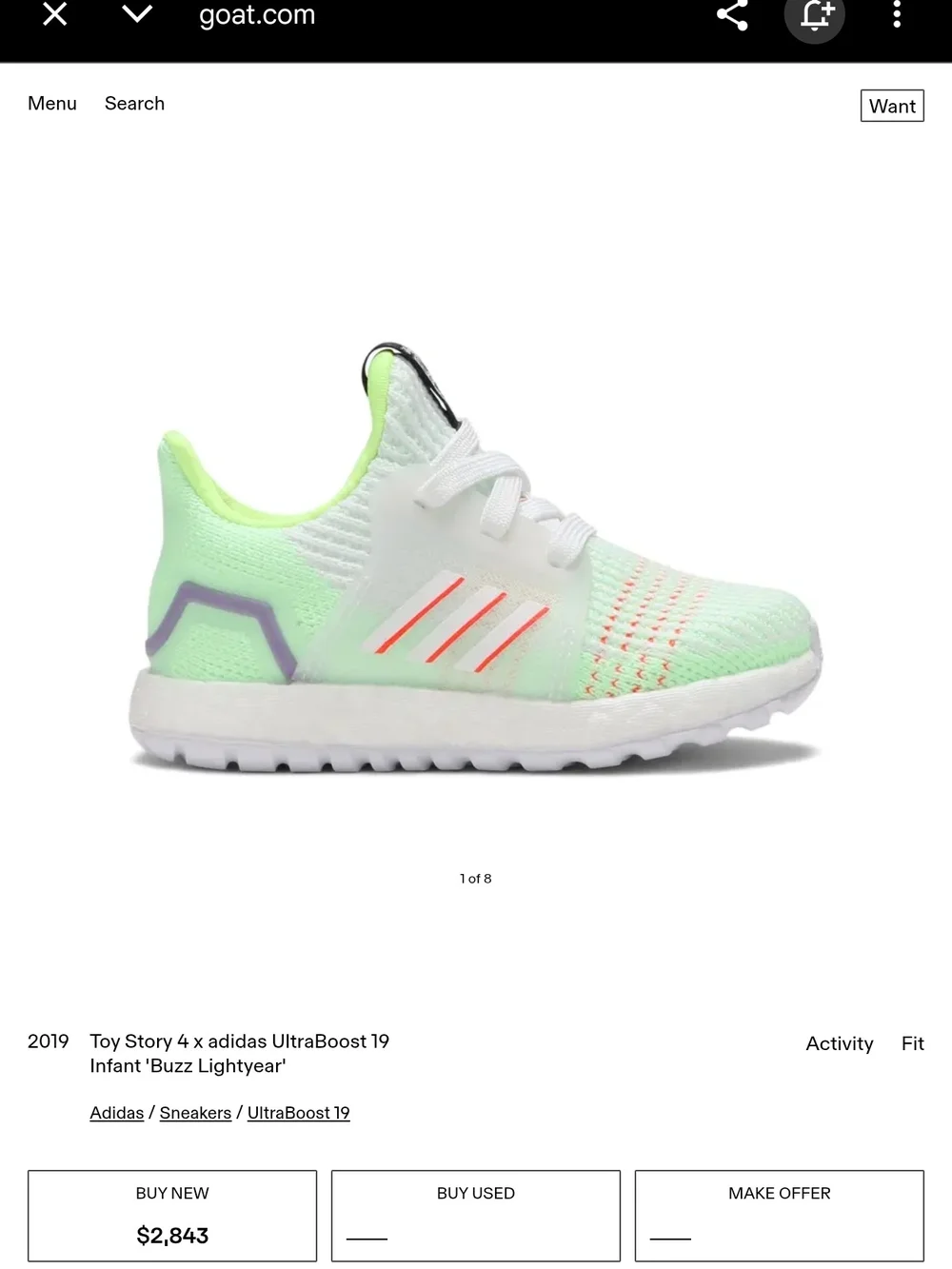 NWT adidas Kids Toy Story 2019 4x adidas UltraBoost 19 'Buzz Lightyear'